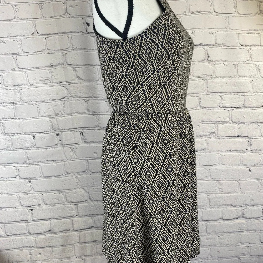 Maurice’s Boho Cream & Black Mini Dress Geometric Medium Aztec Print Summer